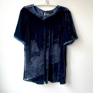 Donna Karan NY Sheer Velvet Top Blue Size M